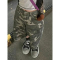 Camouflage Wide-Leg Denim Shorts – Y2K Vintage Streetwear